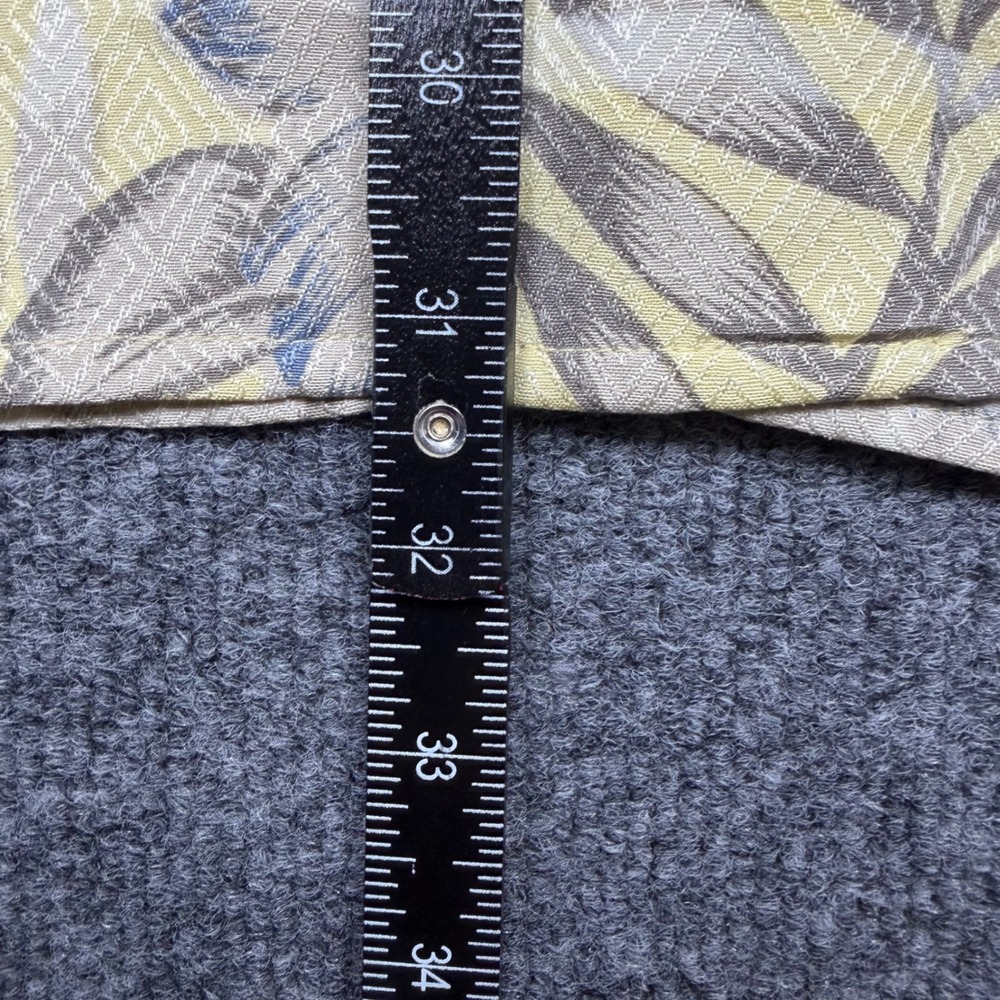 Bobby Chan Mens XL 100% Silk Floral Jacquard Short Sleeve Camp Shirt Yellow Blue - Picture 5 of 5